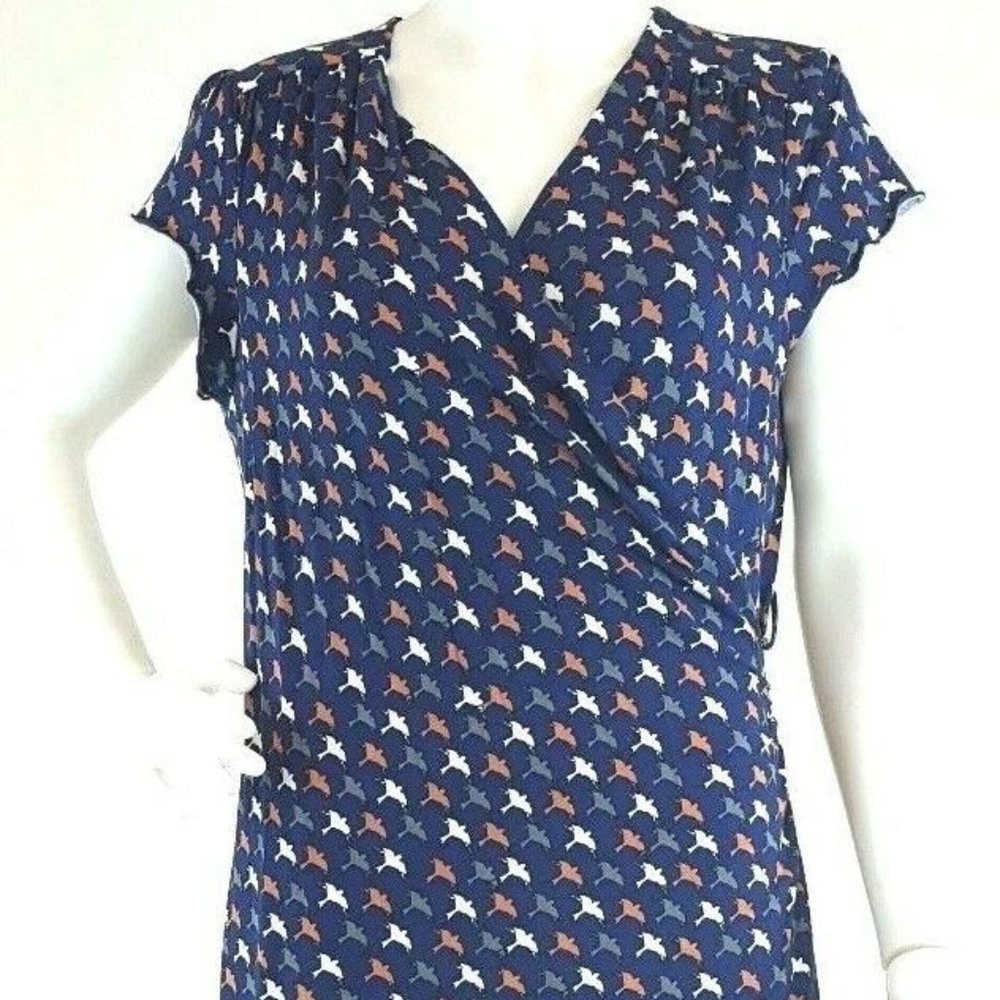 Uttam Boutique Bird Print Dress Navy Orange